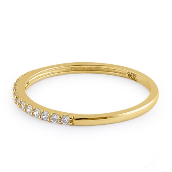 Solid 14K Gold Stackable CZ Ring - Picture 4 of 4